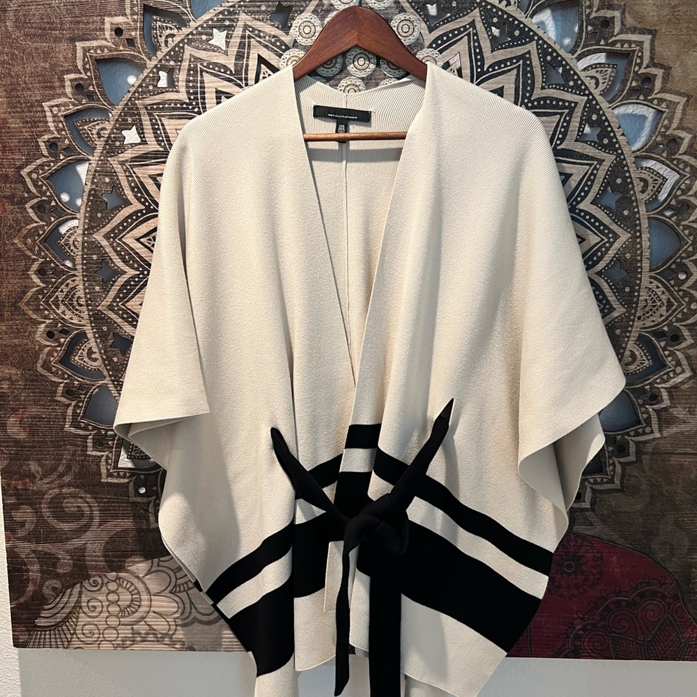 White House Black Market Cream and Black Sweater